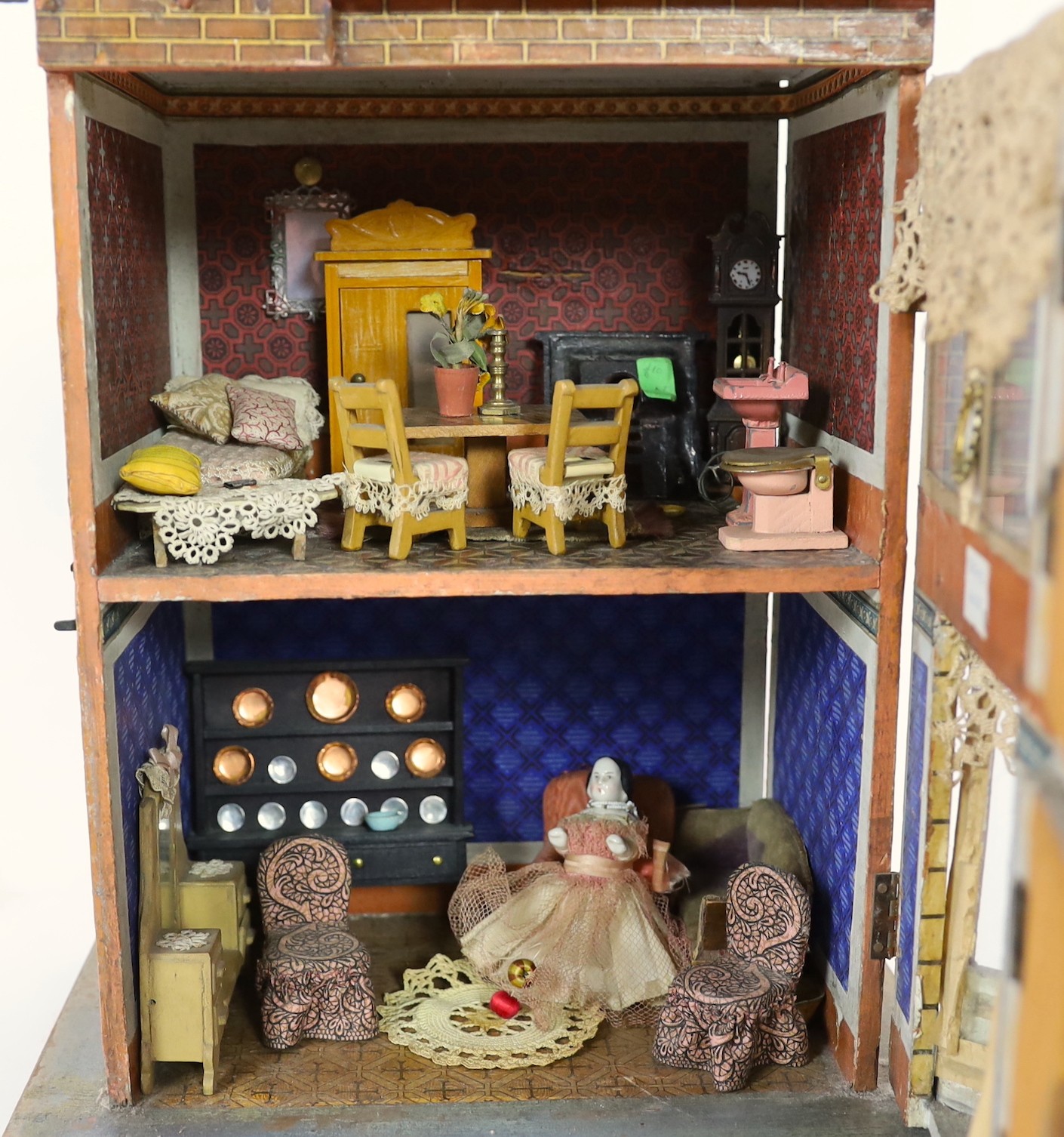 A Moritz Gottschalk 'Blue Roof’ furnished dolls’ house, circa 1880-85